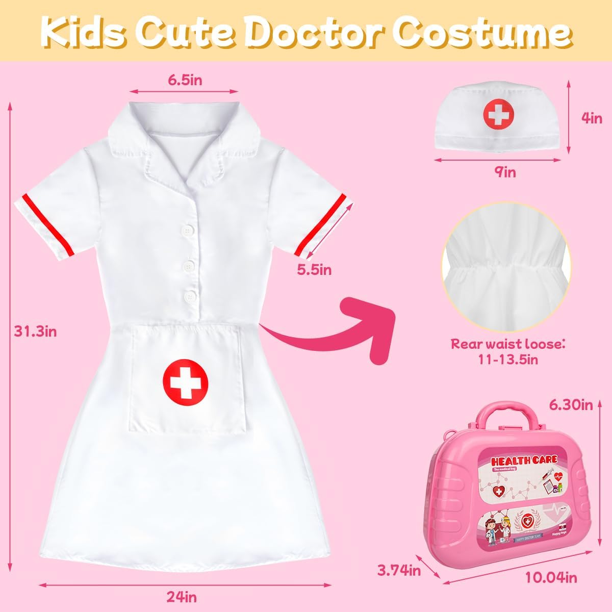 Meland Toy Doctor Kit for Girls - Veterinarian Playset for Girls with Medical Toys, Doctor Costume for Girls Age 3,4,5,6 Year Old for Pretend Play, Christmas Birthday Gift for Toddler Preschool Girls - Image 2