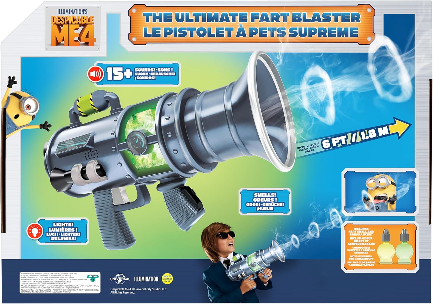Minions Despicable Me 4 - The Ultimate Fart Blaster | Blasts Out Real Fart Rings of Fog | Plays 15 Different Fart Sounds | Lights Up and Emits Smells | It Includes 2 Different Scented Fart Formulas - Image 3