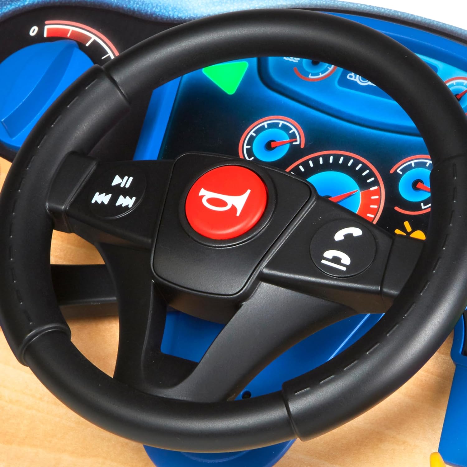 Melissa & Doug Vroom & Zoom Interactive Wooden Dashboard Steering Wheel Pretend Play Driving Toy - FSC Certified - Image 9